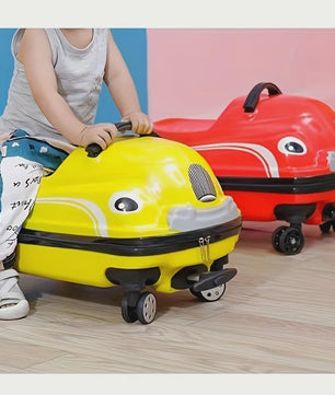 Vrolijke 20-Inch Kinderkoffer in Cartoon Auto Design - Stevig ABS PC met Spinnerwielen