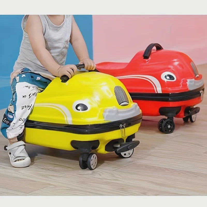 Vrolijke 20-Inch Kinderkoffer in Cartoon Auto Design - Stevig ABS PC met Spinnerwielen