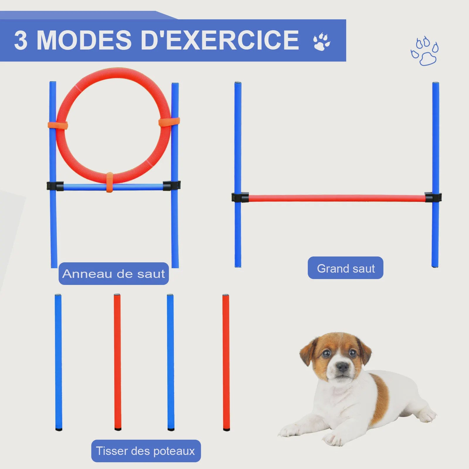 PawHut Agility sport for dogs complete equipment obstacles and training 11 pieces agility course dog with trans bag