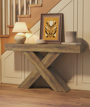 Tribesigns Console Tafel 140 cm Landelijke Stijl Achterbank Tafel met X-vormig Onderstel