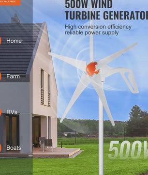 Krachtige Windturbine Generator 12V 500W/800W met MPPT Controller - Duurzame Energie voor Huis, Boerderij & Camper