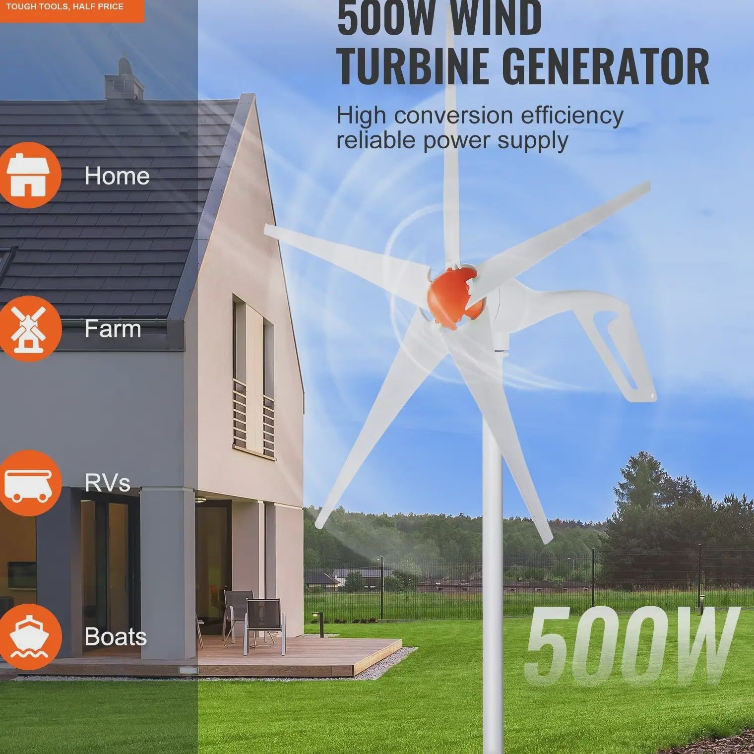 Krachtige Windturbine Generator 12V 500W/800W met MPPT Controller - Duurzame Energie voor Huis, Boerderij & Camper