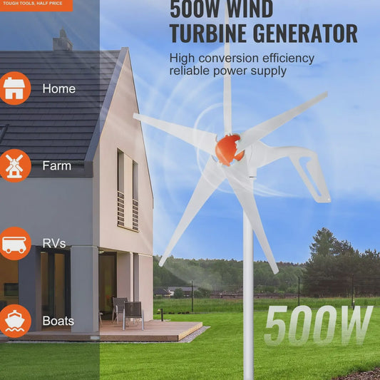 Krachtige Windturbine Generator 12V 500W/800W met MPPT Controller - Duurzame Energie voor Huis, Boerderij & Camper