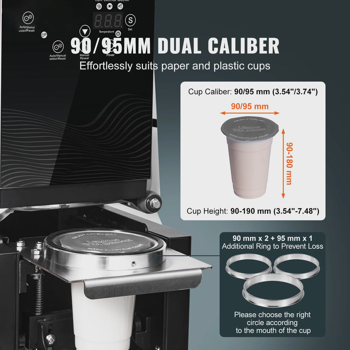 Volautomatische Cup Sealer Machine met LCD - 500-650 Cups/Uur