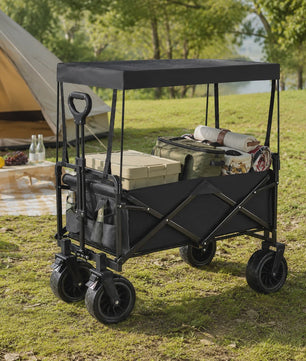 Opvouwbare Kampeerkar met Verstelbare Handgreep - 150L Grote Capaciteit, All-Terrain Wielen voor Strand, Tuin & Buiten
