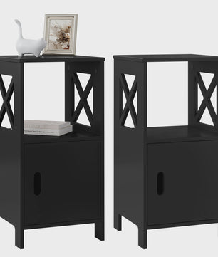 Moderne Nachtkastje Wit 30x60x30cm met Deur en Open Compartiment - Slaapkamer Meubel