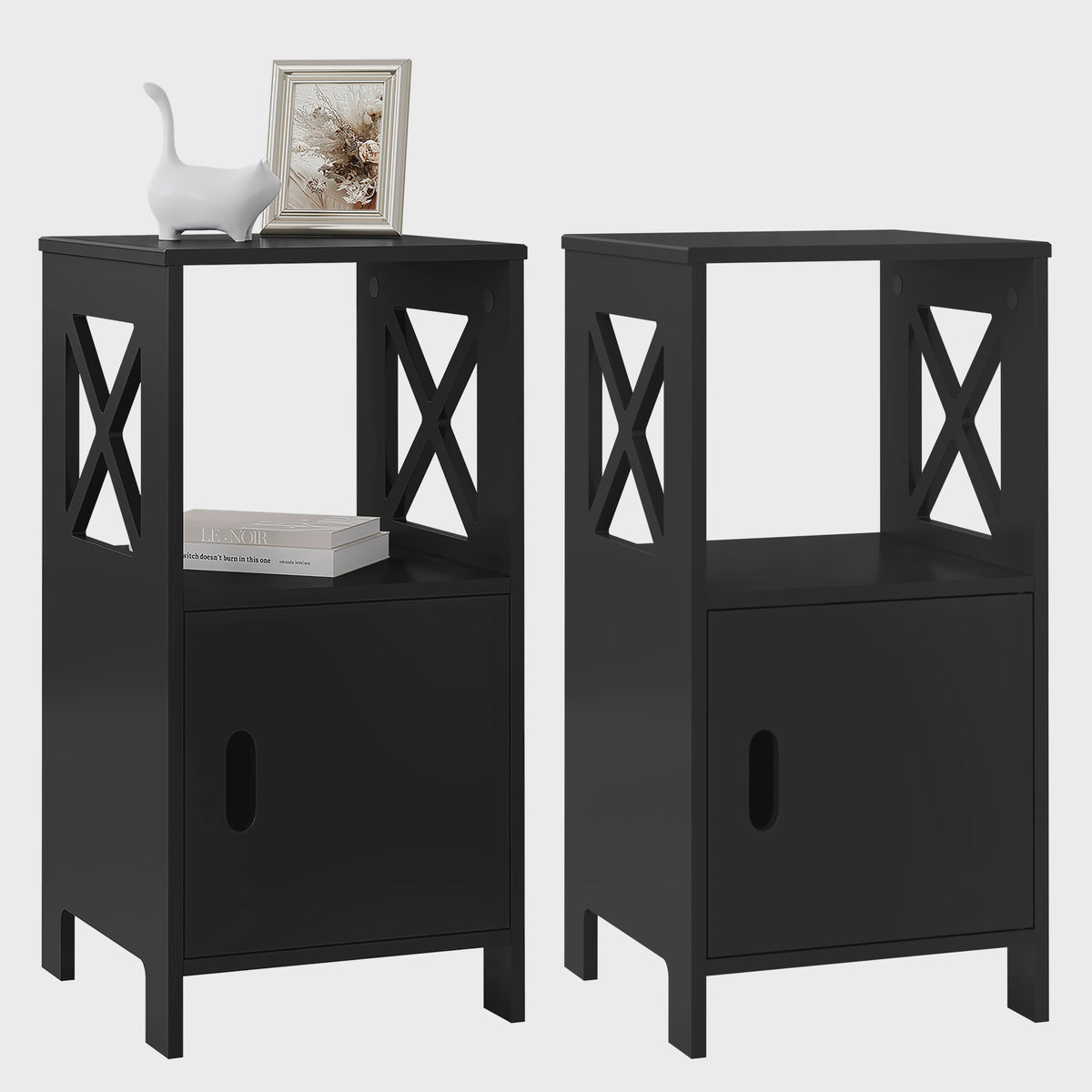 Moderne Nachtkastje Wit 30x60x30cm met Deur en Open Compartiment - Slaapkamer Meubel