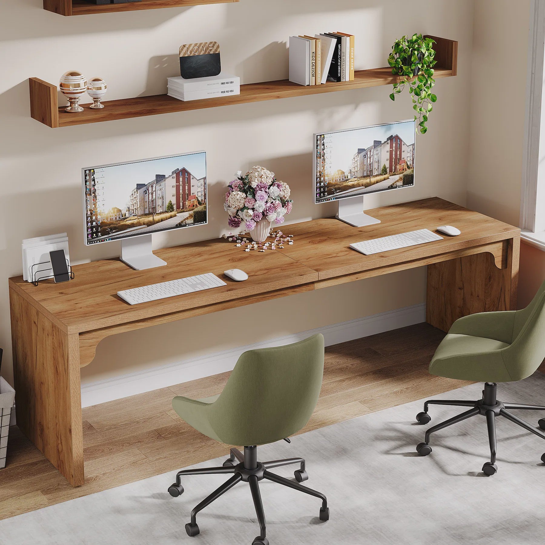 Dubbel Bureau 180cm Breed - Ruim Werkbureau voor Kantoor of Thuis - PC Tafel - Eettafel