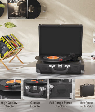 Maio S100 Vintage Platenspeler - Belt-Driven, 3 Snelheden, Ingebouwde Stereo Speakers