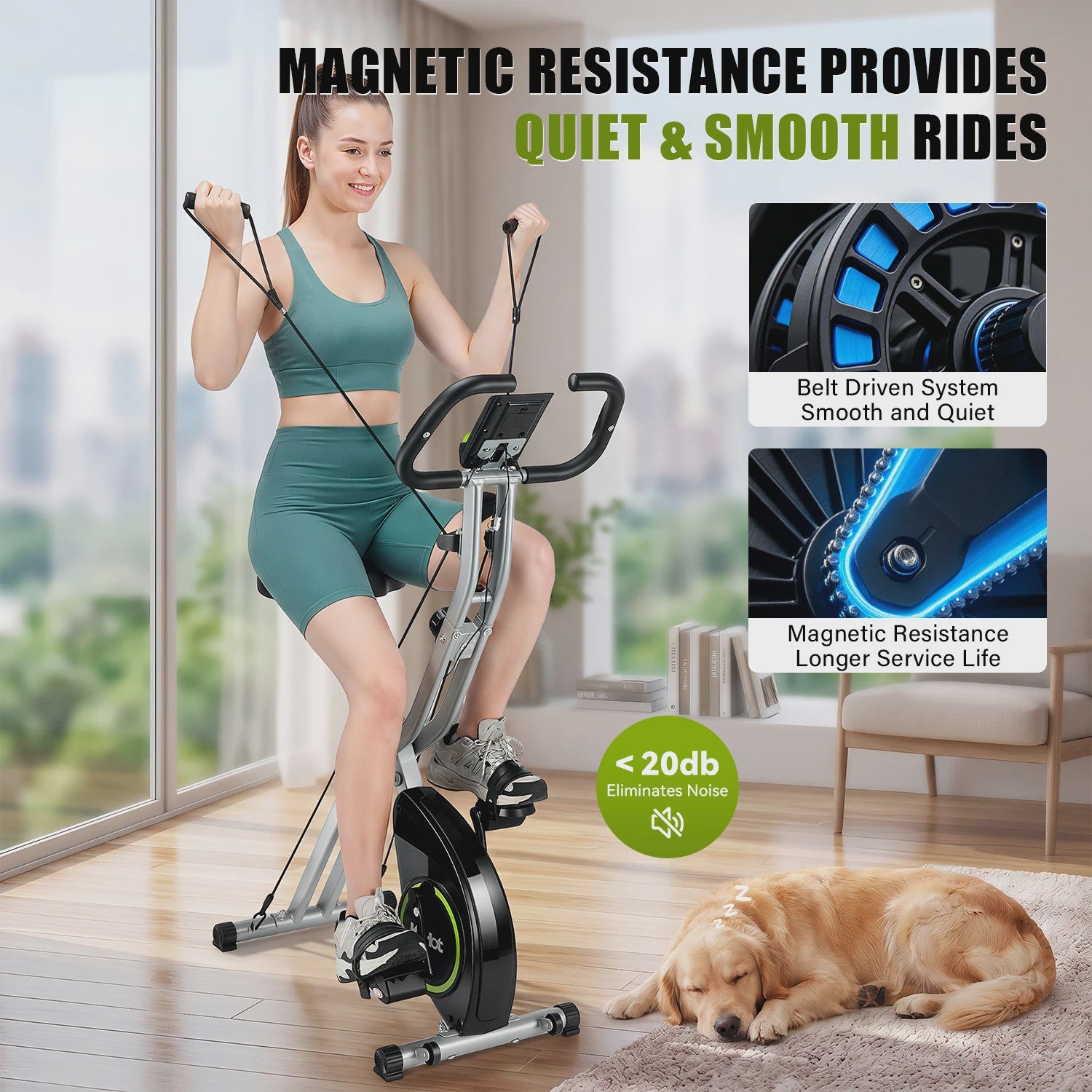 Kehot Opvouwbare Hometrainer met Bluetooth, Hartslagsensor & LCD - Max 145KG
