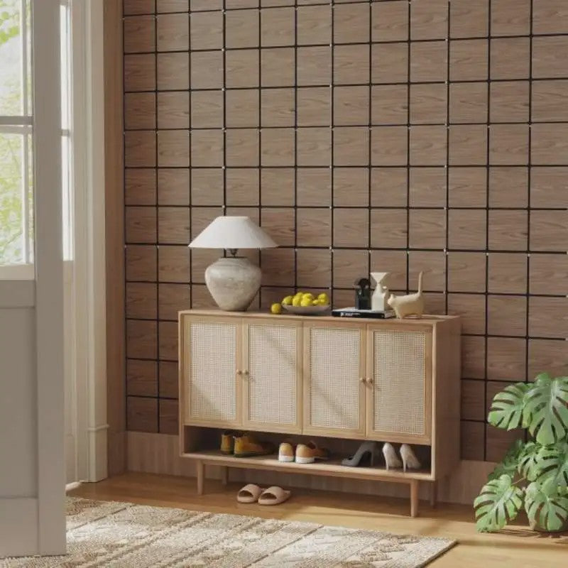 4-Pack Akoestische Wandpanelen met Houten Vlakken - Geluidsisolatie 62x62 cm