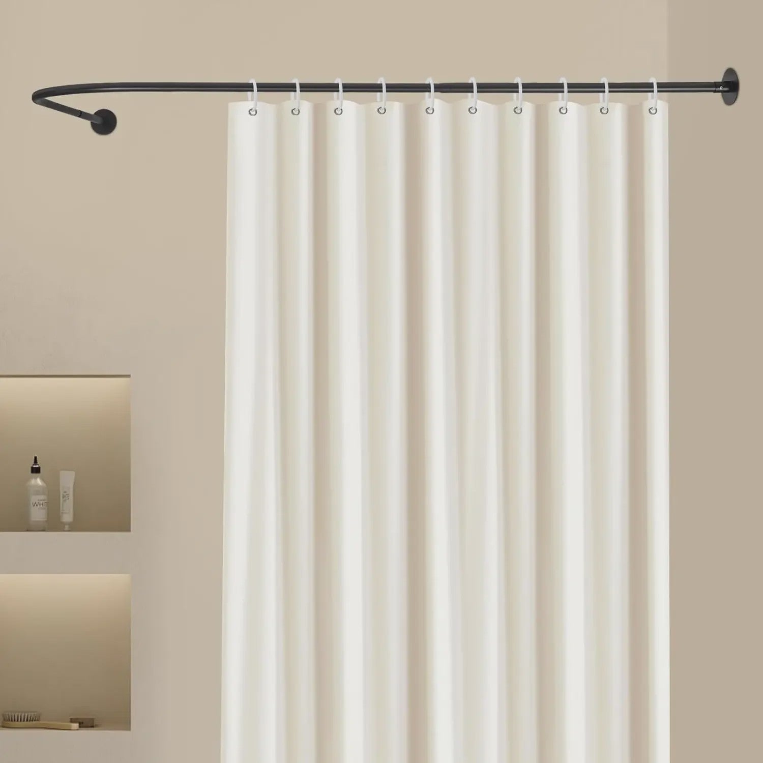 Verstelbare L-vormige Douchegordijnroede Zwart - 70-95 x 105-165 cm - Hoekstang voor Douchecabine en Bad