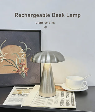 Retro Mushroom Tafellamp - LED, Touch Control, 3 Kleuren, Oplaadbaar