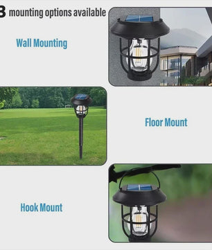 Solar Buitenlamp met Hangende Lantaarn - Decoratieve Tuinverlichting voor Pad, Oprit & Muur