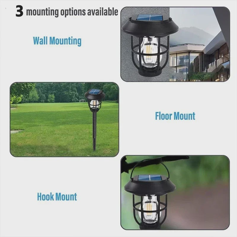 Solar Buitenlamp met Hangende Lantaarn - Decoratieve Tuinverlichting voor Pad, Oprit & Muur