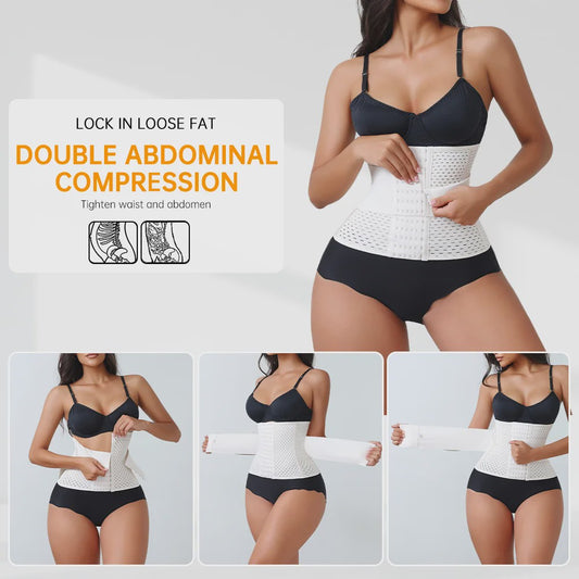 Verstelbare Waist Trainer Korset met Dubbele Banden en Rits - Tummy Control & Rugondersteuning
