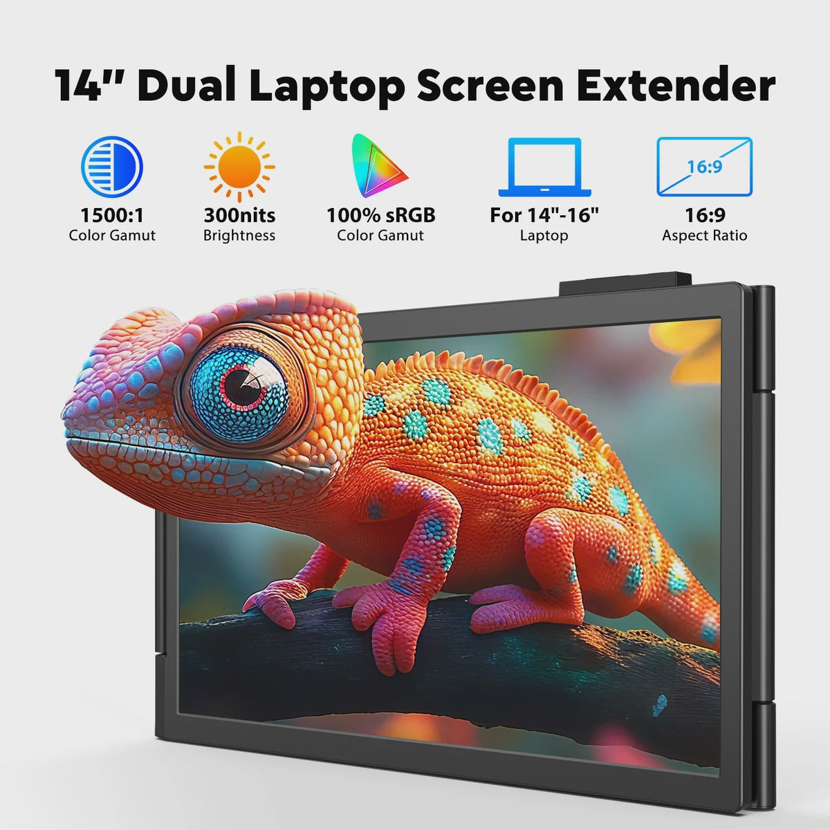Draagbare Triple Monitor 14 Inch FHD IPS 60Hz met USB-C voor Laptops (14-16.5")