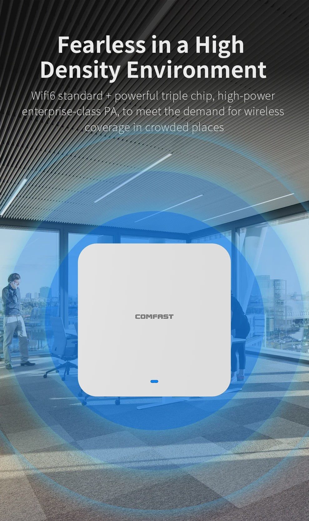 COMFAST WiFi6 Access Point AX3000 - Gigabit PoE, Dual-Band 2.4/5.8GHz, Roaming & Dekking