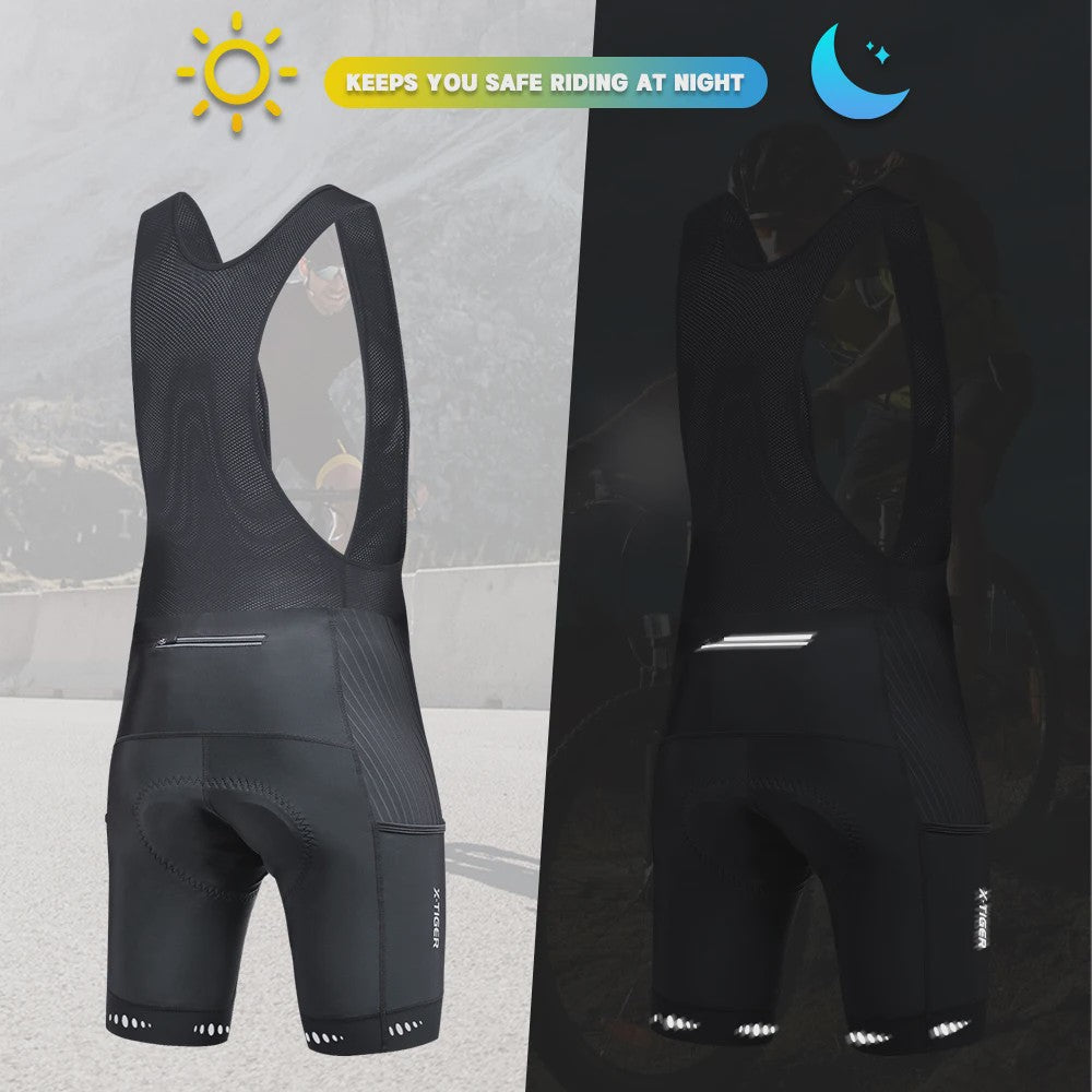 X-TIGER Heren Fietsbibshort met 5D Gel Padding en Zakken - Comfortabel & Veilig Fietsen