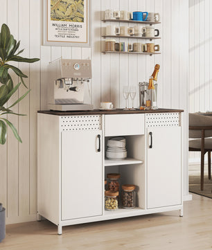 Homcom Sideboard Woonkamer met Deuren, Lade en Open Vakken - Stijlvolle Opbergkast