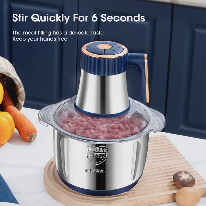 5L RVS Elektrische Vleesmolen & Keukenmachine - Multifunctionele Food Processor
