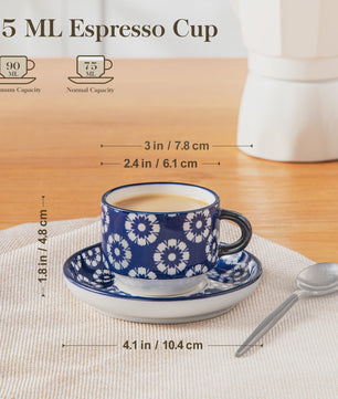 Vancasso Porseleinen Espressokopjes Set met Schoteltjes en Metalen Standaard (6/12 stuks)