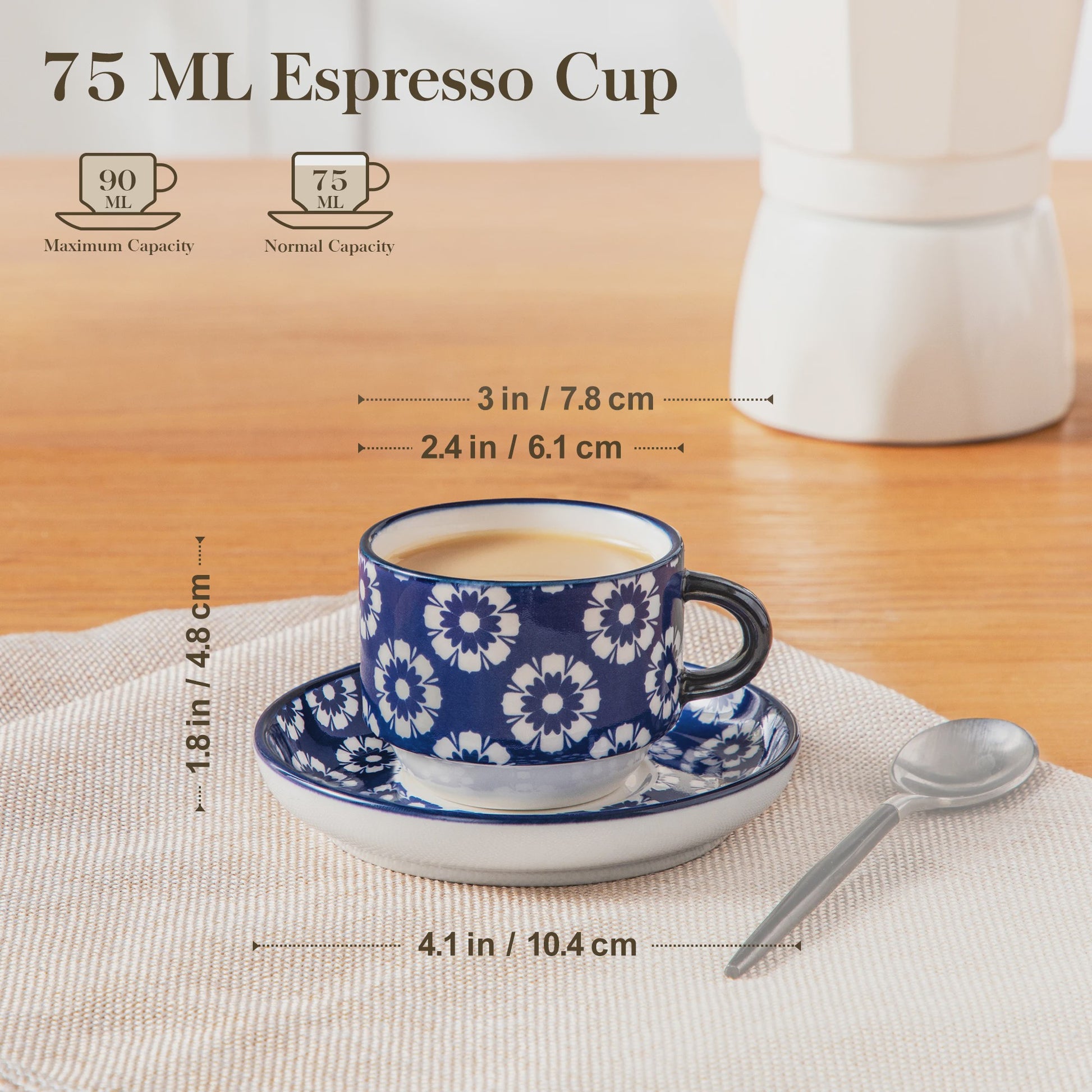 Vancasso Porseleinen Espressokopjes Set met Schoteltjes en Metalen Standaard (6/12 stuks)