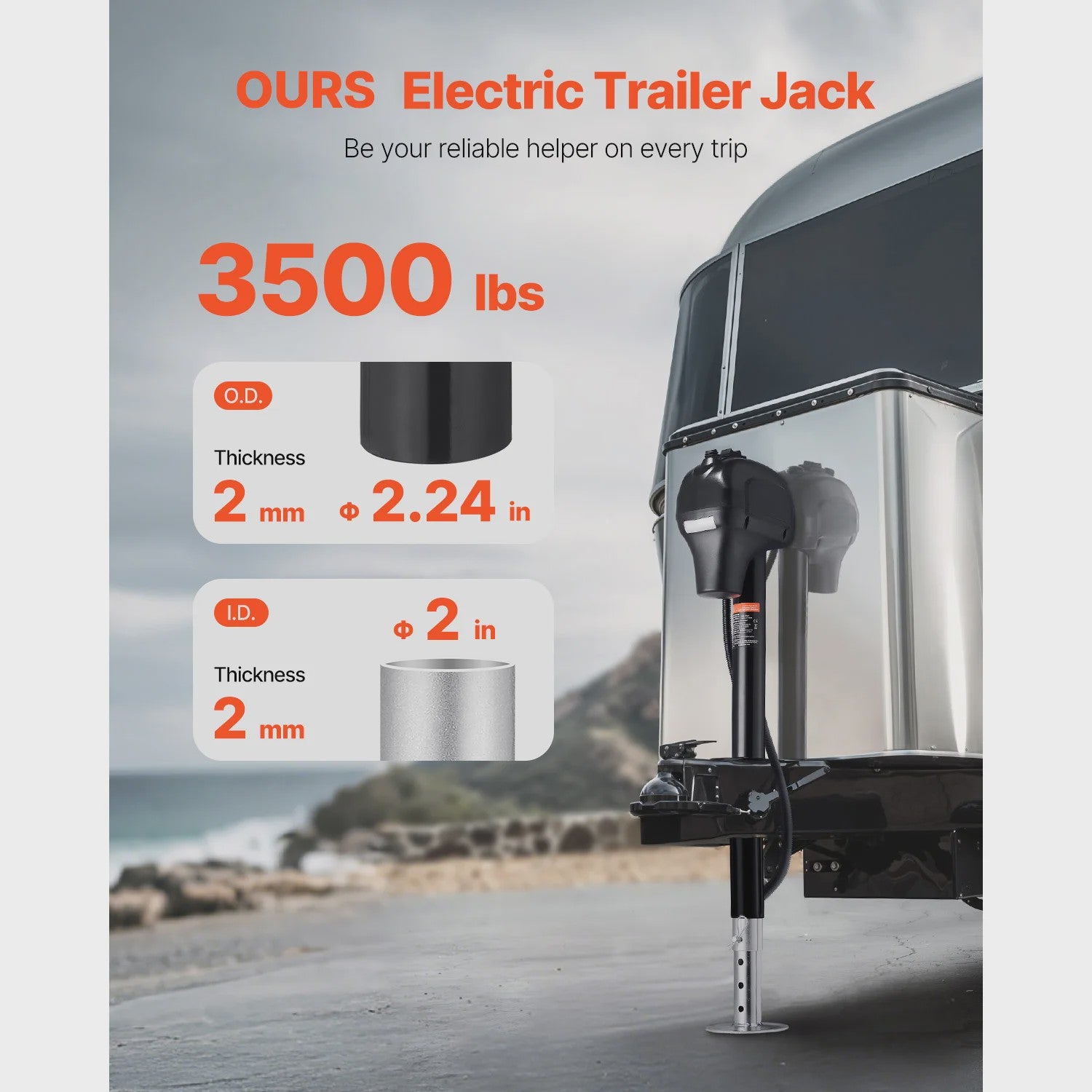 Elektrische Trailer Jack 3500/5000 Lbs - 12V Aanhangerlift met 7-pins Connector