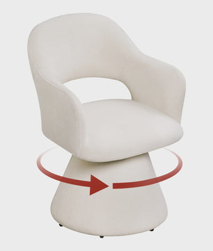 Draaibare eetkamerstoel met hoge rugleuning en linnen bekleding - Beige