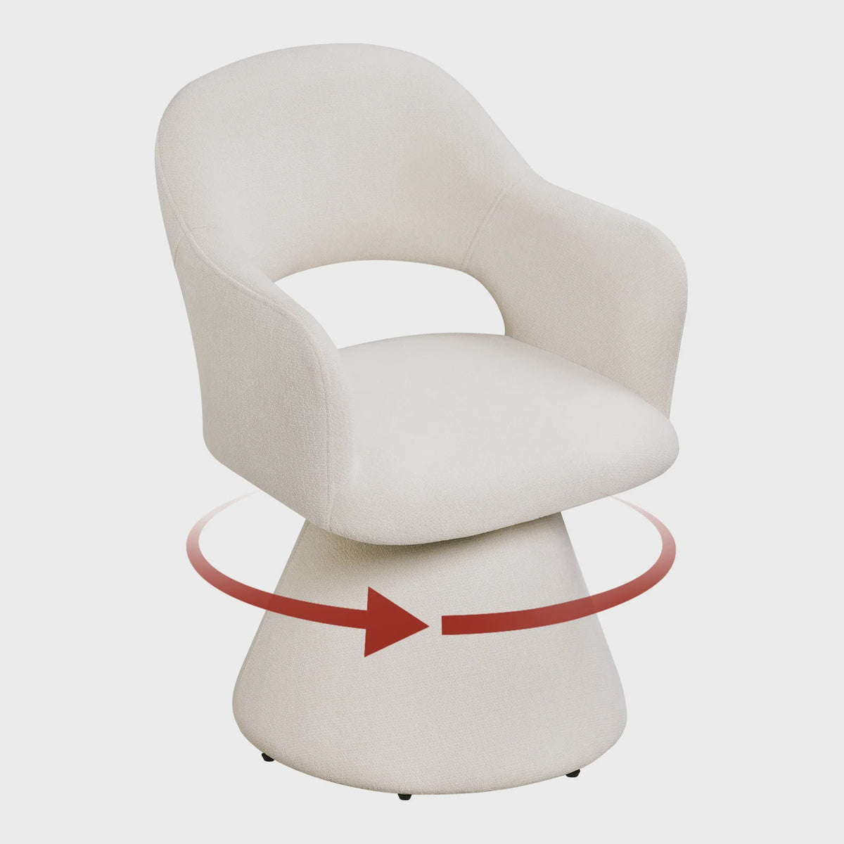 Draaibare eetkamerstoel met hoge rugleuning en linnen bekleding - Beige