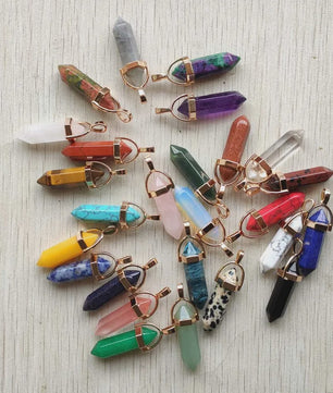 Natuurlijke Groene Aventurijn Kristal Pilaren Hangers - 24 Stuks Set voor Sieraden Maken