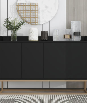 Modern Handvrij Dressoir met 4 Deuren - 120cm Breed Buffetkast