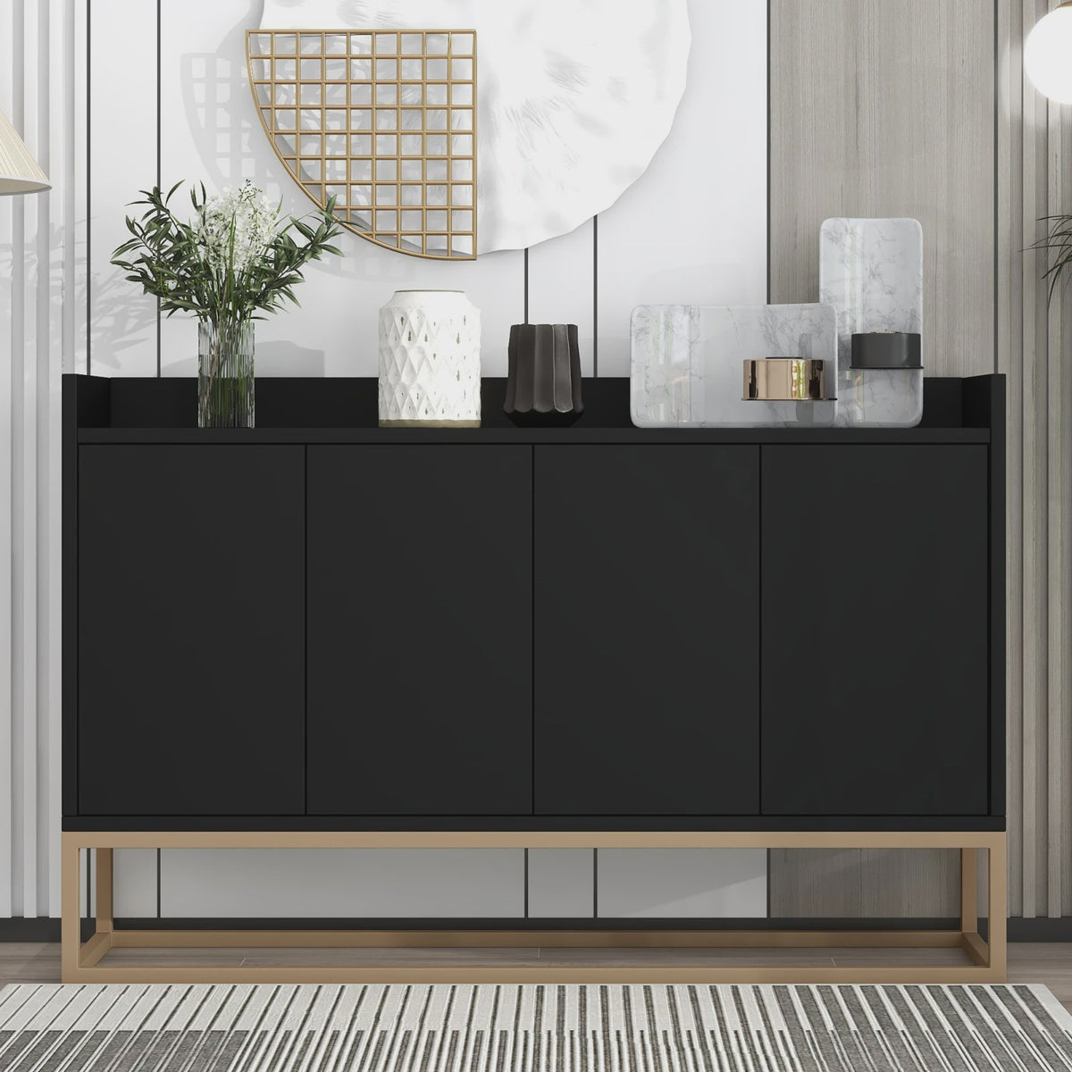 Modern Handvrij Dressoir met 4 Deuren - 120cm Breed Buffetkast