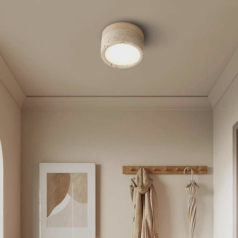 Wabi Sabi Plafondlamp Cream Stone - Sfeervolle Verlichting voor Woonkamer, Hal & Slaapkamer