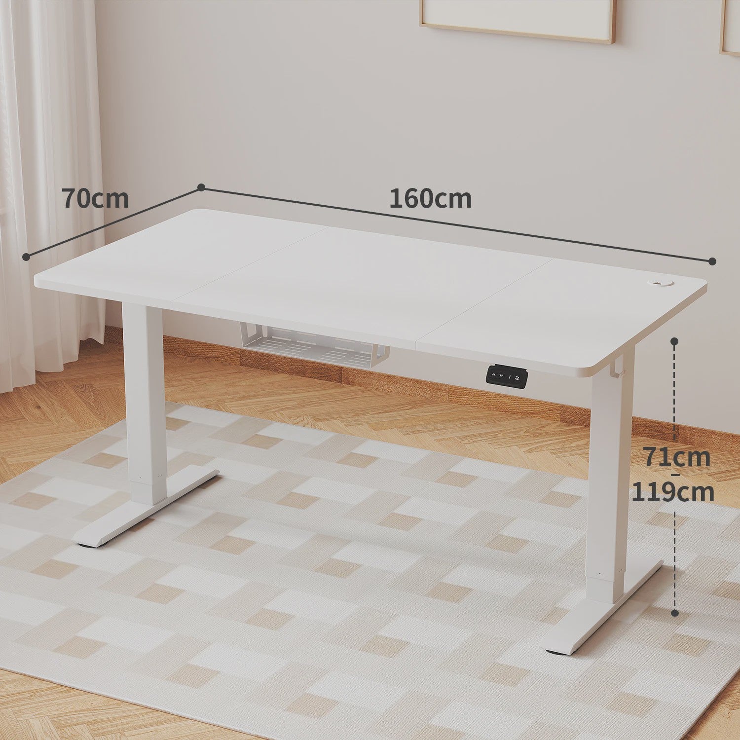 Devoko Elektrisch In hoogte Verstelbaar Bureau 160x70 cm - Stabiel en Ruim Werkstation