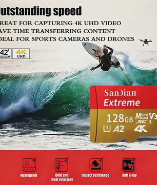 SanDian Extreme Micro SDXC Kaart - V30, Class 10, A2 - Hoge Capaciteit voor Telefoon, Camera, Drone