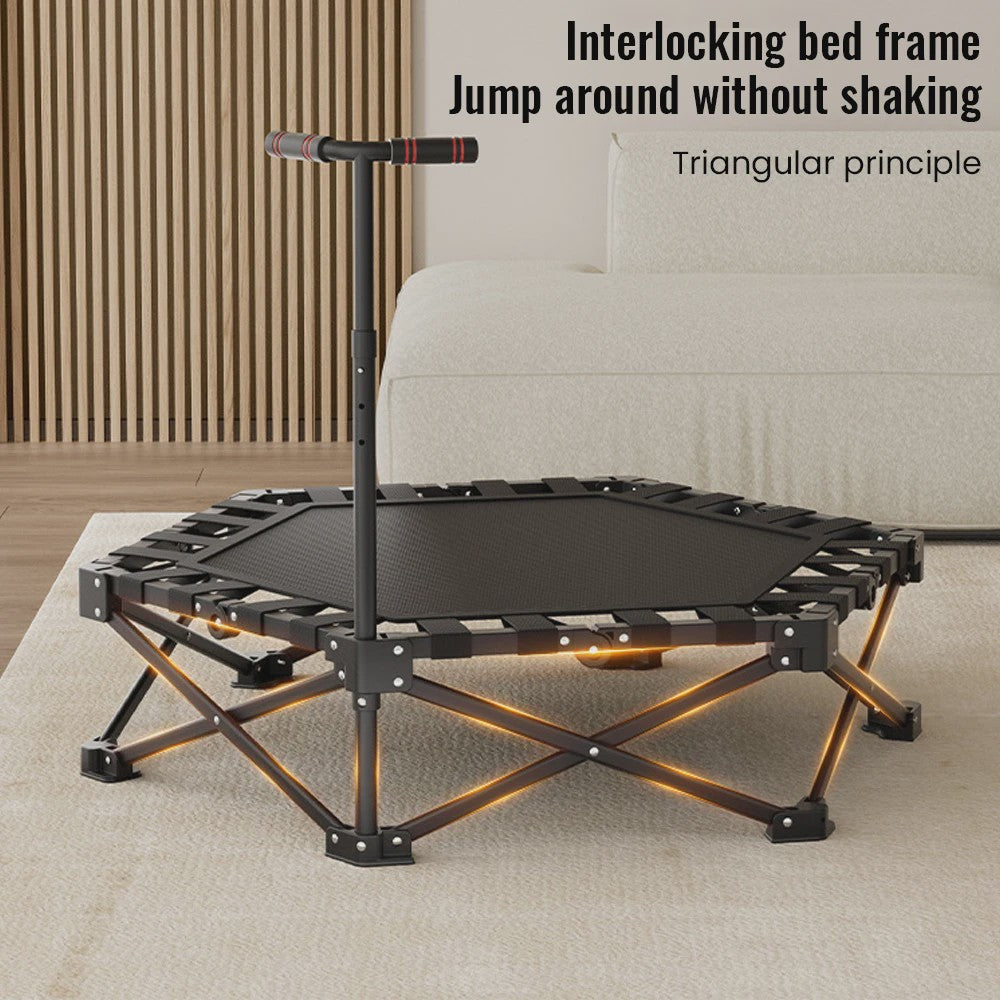 Opvouwbare Fitness Trampoline Mini Rebounder met Verstelbare Handgreep - Indoor/Outdoor