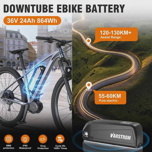 Varstrom E-bike Batterij 36V/48V/52V - 20Ah/30Ah - Hailong - Lithium Ion