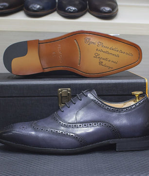 Handgemaakte Heren Leren Wingtip Oxford Schoenen - Klassiek & Formeel