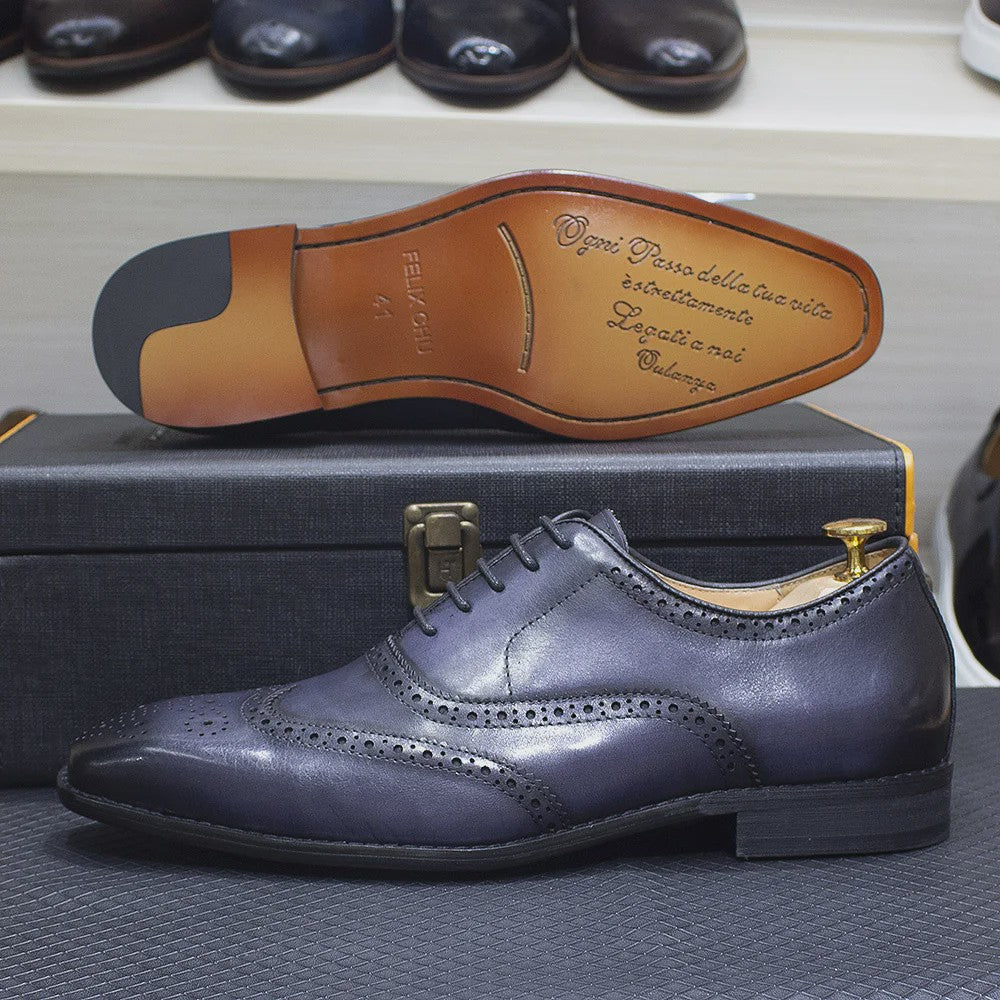 Handgemaakte Heren Leren Wingtip Oxford Schoenen - Klassiek & Formeel