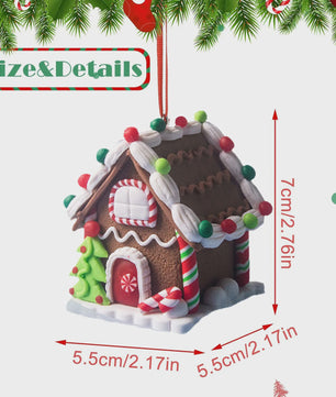Set van 5 Kerstversiering Gingerbread Huizen - Decoratieve Kerstboom Hangers