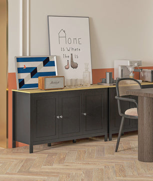 Zwarte Buffetkast met 3 Deuren en Verstelbare Legplanken - 120x40x70 cm
