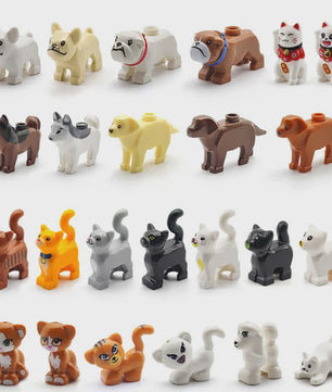 Bouwstenen Dierenpark Scene - Katten, Honden, Vogels, Varkens & Meer - DIY Speelgoed Bakstenen