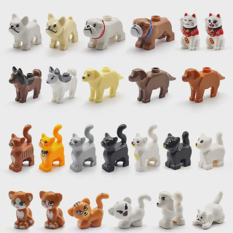 Bouwstenen Dierenpark Scene - Katten, Honden, Vogels, Varkens & Meer - DIY Speelgoed Bakstenen