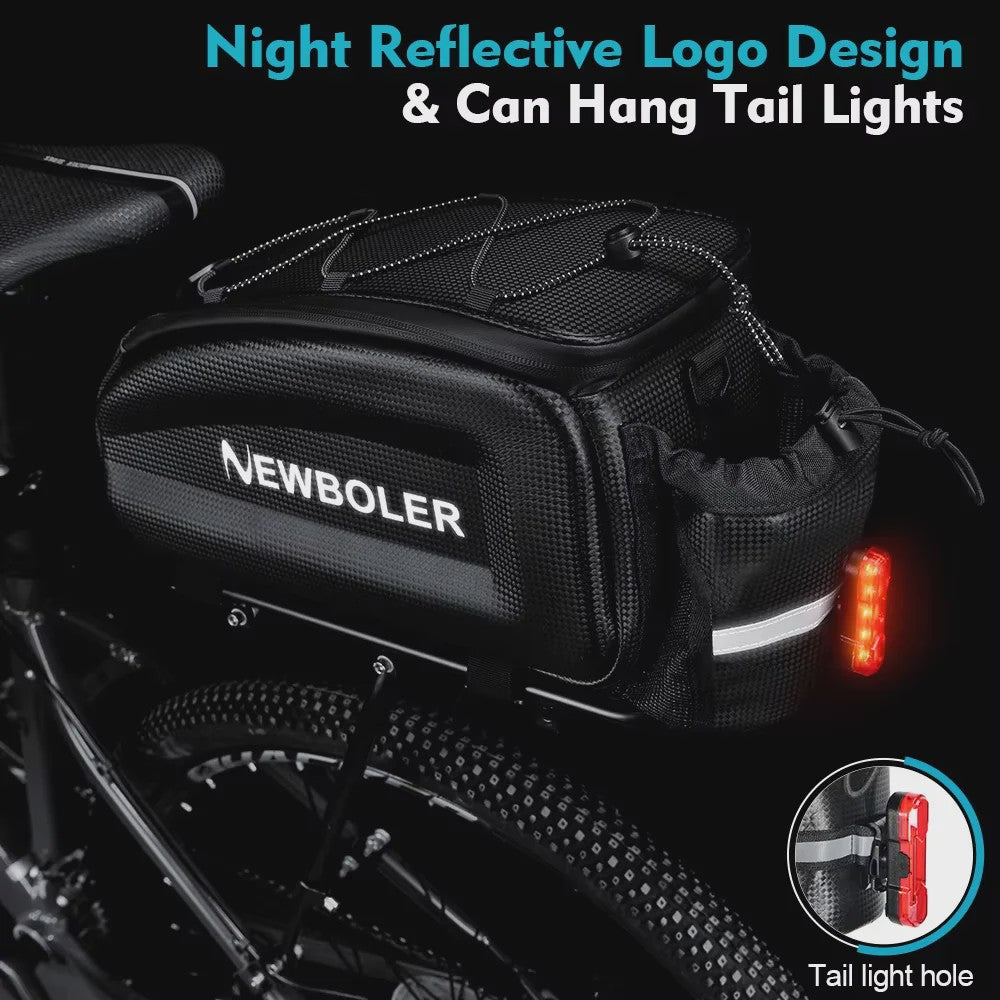 NEWBOLER Fietstas Grote Capaciteit Waterdicht Hard Shell Achterdrager Tas voor MTB & E-Bike