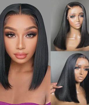 Dames Bob Pruik van Menselijk Haar - 13x4 HD Lace Front, Pre-Plucked, Glueless, met Baby Hair