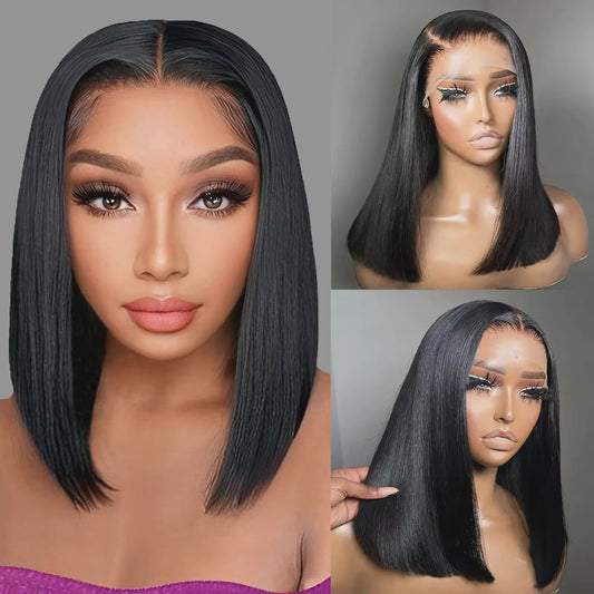 Dames Bob Pruik van Menselijk Haar - 13x4 HD Lace Front, Pre-Plucked, Glueless, met Baby Hair