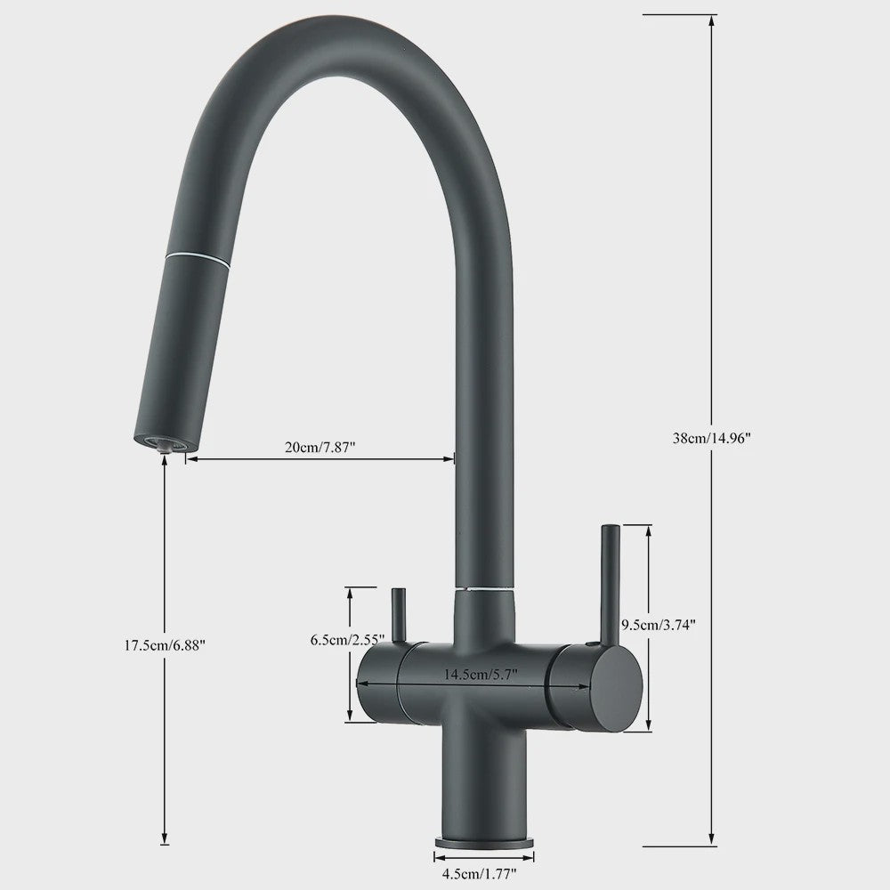 Keukenmengkraan met Uittrekbare Douchekop en Waterfilter - Messing
