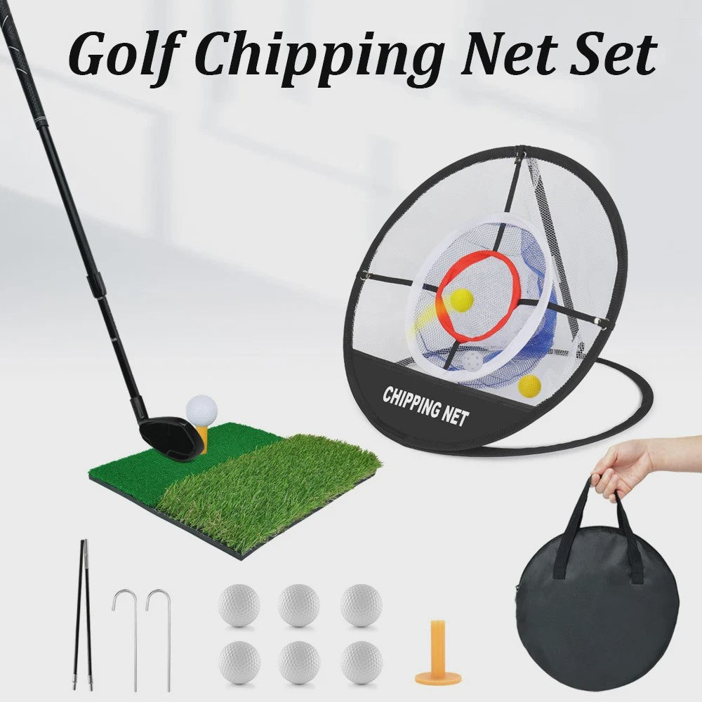 Pop-Up Golf Chipping Net met Oefenmat - Draagbaar & Opvouwbaar voor Perfecte Swing Oefening