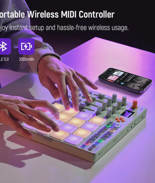 Synido TempoPAD C16: Draadloze MIDI Pad Controller met 16 RGB Beat Pads & Sequencer